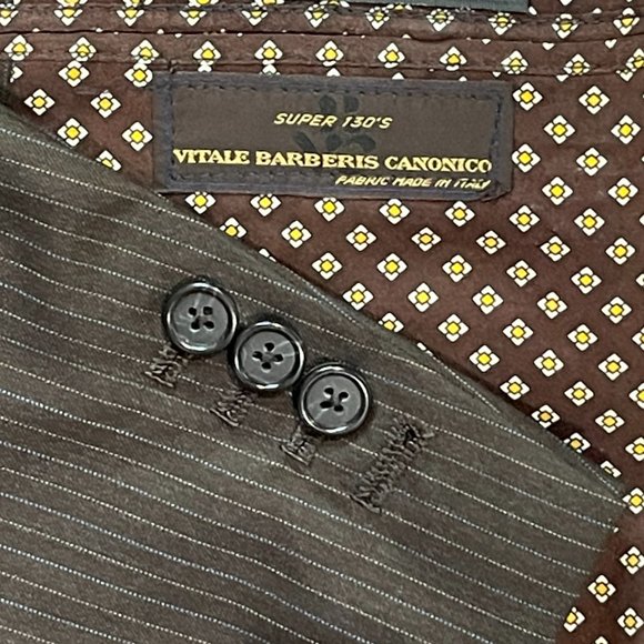 Custom Vitale Barberis Canonic Brown Striped Working Cuffs Blazer Jacket 52R - Picture 10 of 10